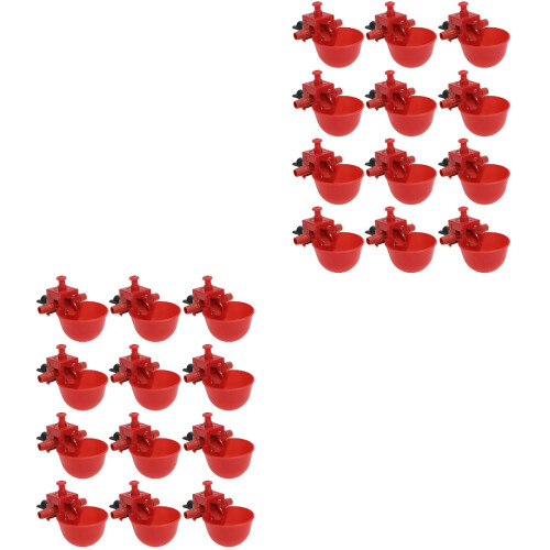 24Pcs Poultry Water Drinking Cups ABS Red Automatic Chicken Drinker 2