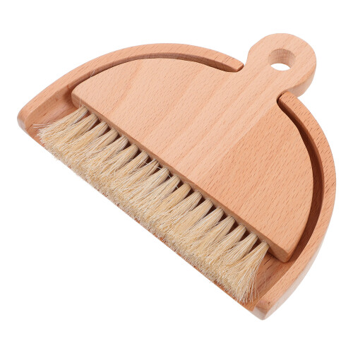 5Sets Compact Wood Broom and Dustpan Set White for Multi-Purpose Use