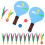 3Sets -Blue Badminton Set Wood Paddle Sponge and Duck 3
