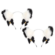 6Pièces Bandeaux Oreilles De Chat Blancs Doux Pour Fêtes Enfants