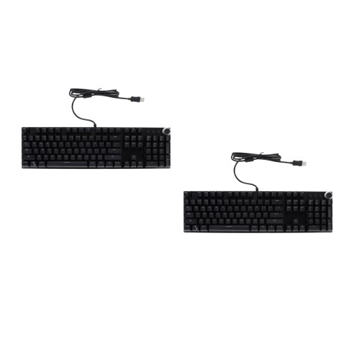 2Pcs Ergonomic Mechanical Keyboard Backlit USB Black ABS for Gaming 2