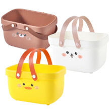 3pcs Plastic Storage Basket with Handle, Multiuse Organizer for Bathroom, Kitchen, Bedroom