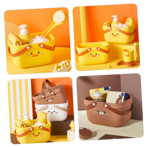3pcs Plastic Storage Basket with Handle, Multiuse Organizer for Bathroom, Kitchen, Bedroom 1