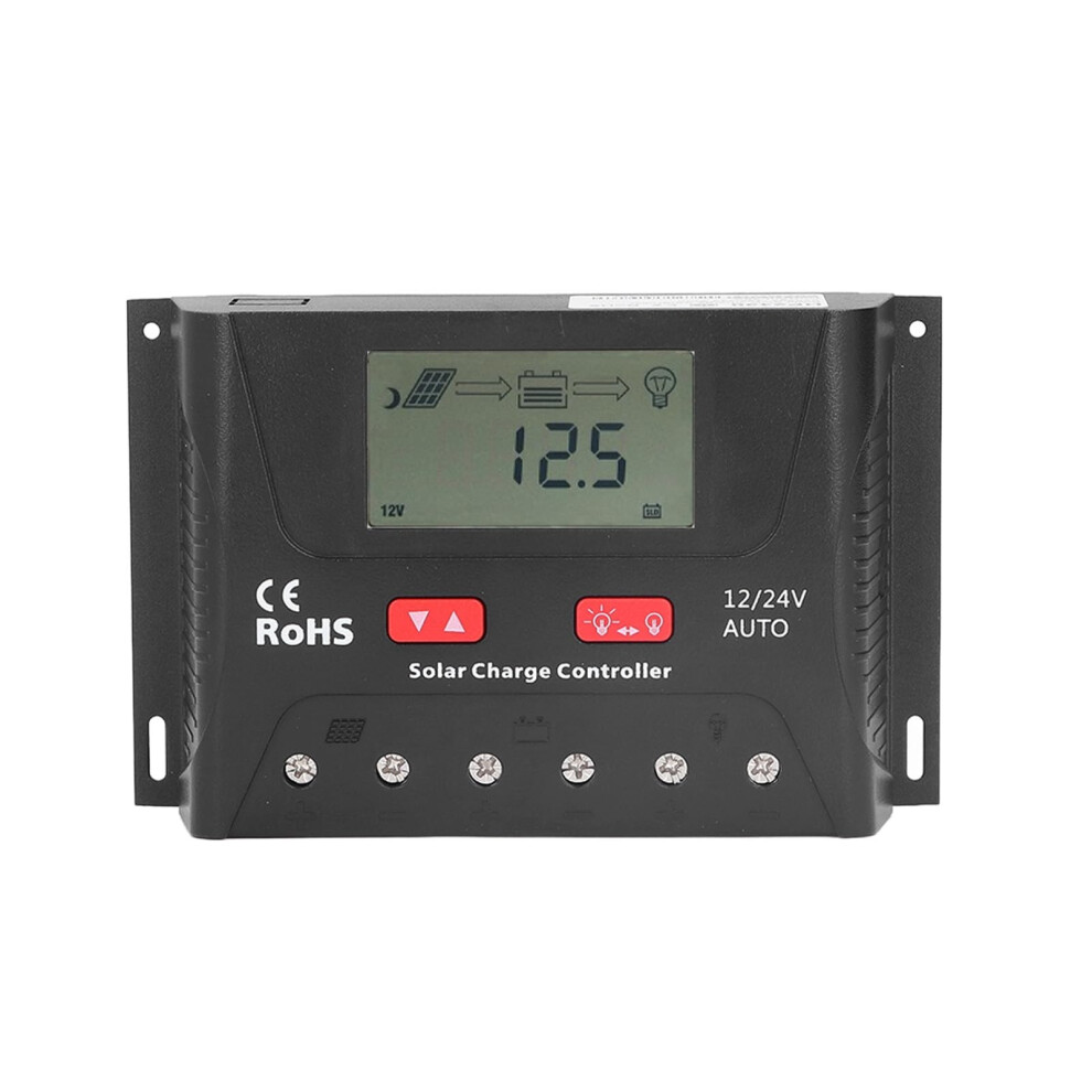 30A Pwm Solar Charge Controller 12V 24V With Lcd Display, Automatic Voltage Id, Tvs Protection For Rv And Yacht 9099447407177