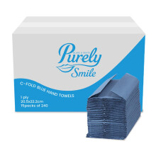 Blake & White C Fold 1 Ply Blue Paper Towels | Purely Smile Disposable Hand Towels for Dispenser - Ideal for Kitchens, Restrooms, Offices, and Commer