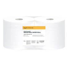 AmazonCommercial Industrial Wiping Paper Roll, 2-ply Cellulose, 2 Rolls (1 pack), 815 Sheets per Roll, Sheet Size: 25.7 cm x 36 cm