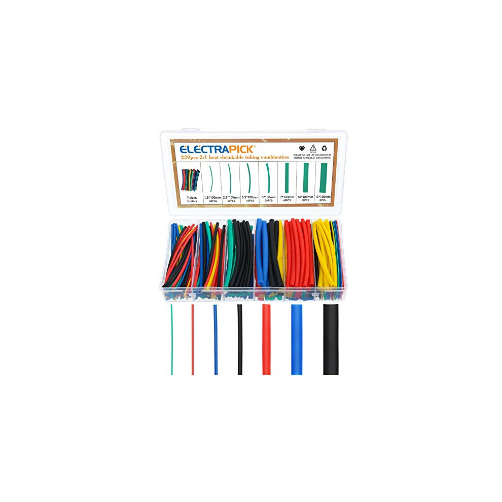 Electrapick Heat Shrink Tubing 565 Pcs Electric Insulation Heat Shrink Wrap Cable Sleeve, Cable Insulated Sleeving Tubes, Shrink Ratio 2: 1 Heat Shri 44963941