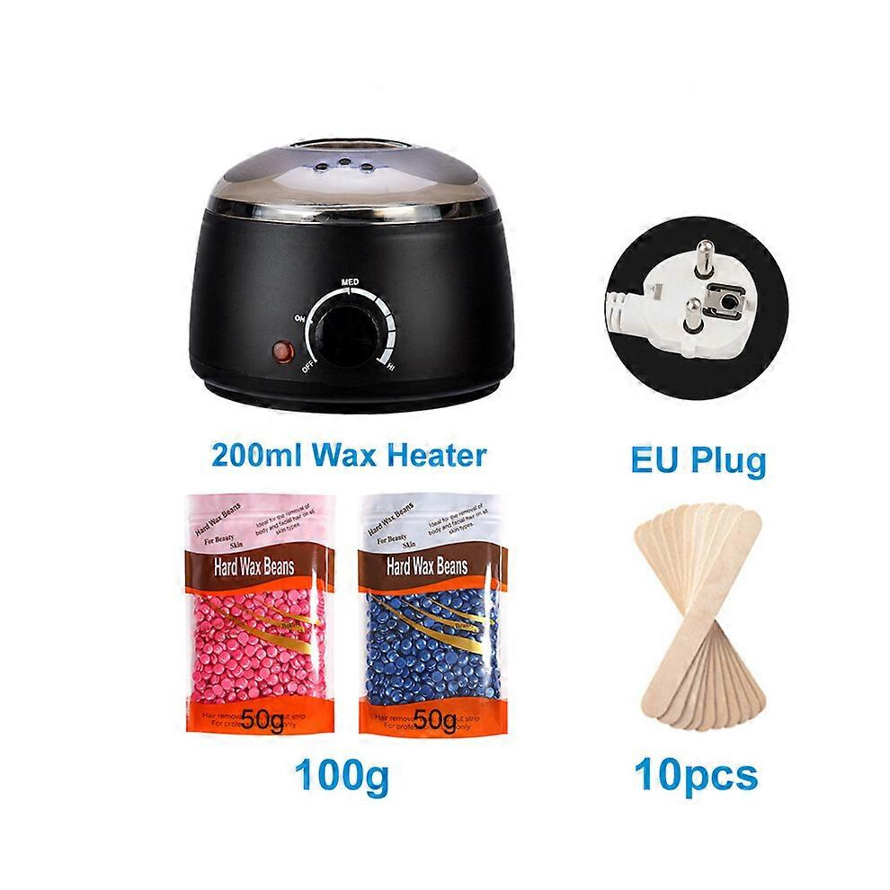 (As show, 50g-Rose) 200ml Wax Melting Machine with Waxing Beans Fast Wax Heater Kit For Hair Removal Depilation Paraffin Warmer Waxing Dipping Pot