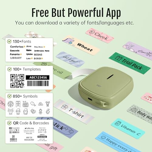 Label Makers Machine with Tape Built-in Cutter Portable Bluetooth Handheld Sticker Printer for Home Office Organization iOS Android Multiple Template 2