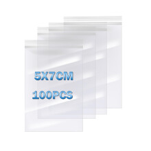 Ziplock Resealable Clear Poly Bags, 100pcs 5 X 7cm Reusable Grip Seal Bags for Beads, Jewelry, Snacks, Seeds, Diamond Painting