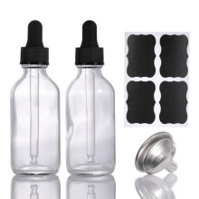 ALIFEIA Transparent Glass Pipette Bottle Set of 2 60 ml, Small Empty Reusable Pipettes Glass Bottle Apothecary Bottle Set, Suitable for Essential Oil