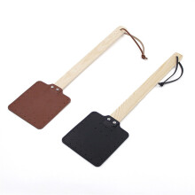 Heavy Duty Leather Fly Swatter with AntiSlip Wooden Handle for Home Garden and Outdoor Use