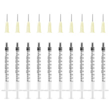 OFFCUP Plastic Syringes, 10pcs Syringe with Blunt Needle, 1ml Syringe with Dispensing Needles Liquid Measuring Syringes, Reusable Fodder Syringes for