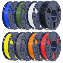 SUNLU PLA+2.0 3D Printer Filament Bundle, Multicolor PLA+ Filament 1.75mm, Individually Vacuum Packed, 0.25kg per Spool, 8 Pack, 2kg Total, Black+Whi