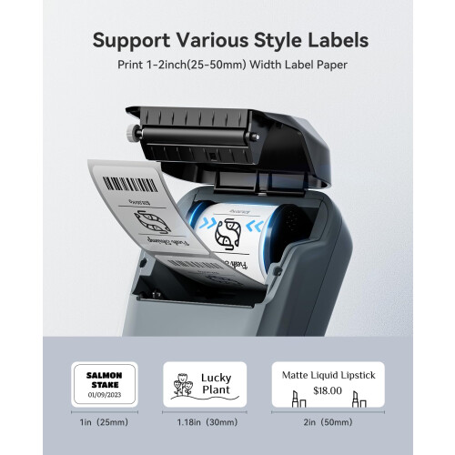 NIIMBOT B1 Label Maker Machine, 2 Inch Bluetooth Thermal Label Printer, Easy to Use Sticker Printer Compatible with iOS and Android, with 1 Roll Wate 1