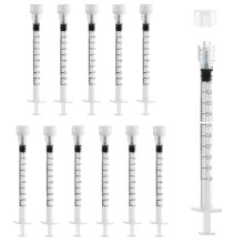 12 Pack luer lock syringe 1ml, Plastic Syringe with Cap, Syringes without Needle, Syringe Luer Lock for Science Labs, Glue Applicator, Measuring Liqu