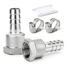 ERGAOBOY 2 Pcs Hose Fitting, 19 MM Barb to 1/2" BSP Female Hose Barb, 304 Stainless Steel Compression Fitting for Water, Industrial