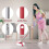 Spin Mop Head Replacement Set for EasyWring 1-Tank System, Includes 2 Mop Heads, 1 Mop Handle (76-148cm Adjustable 4-Section Pole), 1 Spin Mop Base 4