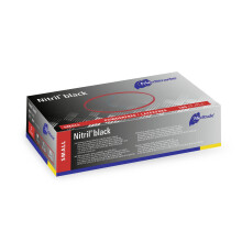 Meditrade Nitril Black Nitrile Examination Gloves - Powder-Free, Latex-Free, Multi Use Protective Exam Gloves - Size Small - Black - 100pcs