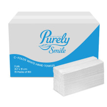 Blake & White C Fold 2 Ply White Paper Towels PS1022 | Purely Smile Disposable Hand Towels for Dispenser - Ideal for Kitchens, Restrooms, Offices, an