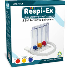 Respi-Ex Deep Breathing Lung Exerciser, 3 Ball Incentive Spirometer, Washable and Hygienic Breath Measurement System, Package with Hygienic Seal