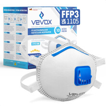 VEVOX FFP3 Dust Mask - Set of 10 - Valved Face Masks - Respirator - Protection e.g. for Construction, Sanding, Spray Painting, Cleaning, Mould, Fine