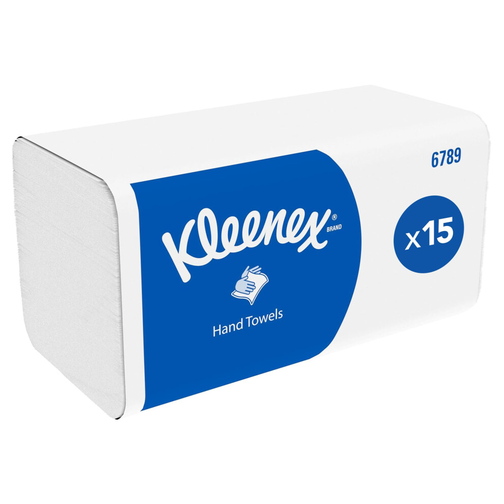 Kleenex Paper Towels, V-Fold 2-Ply Hand Towels, Ultra-Absorbent, Tear-Resistant, Fsc- Certified, Compatible With Kimberly-Clark Dispensers, 15 Packs