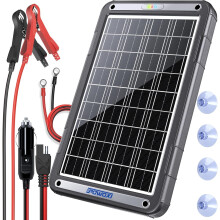 POWOXI 12V Solar Car Battery Charger: 15W Solar Trickle Charger Maintainer with MPPT Controller for Car - RV Boat Marine Motorcycle - Solar Panel Kit