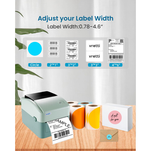 vretti Thermal Label Printer 4x6 - Postage Label Printer, Compatible with Windows, Mac OS and Linux, Built-in Paper Holder, Green 2