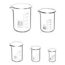 QWORK 5 Pcs Graduated Borosilicate Glass Beaker 5ml 10ml 25ml 50ml 100ml Set for Science Lab Kitchen