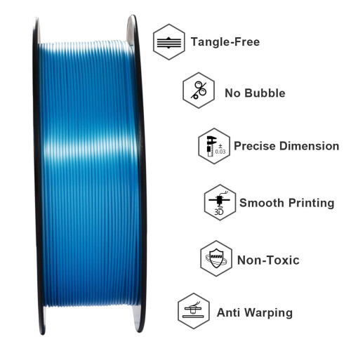 Silk PLA Filament 1.75mm,Geeetech 3D Printer PLA Filament,3D Printing Materials,Silk Sky Blue 2