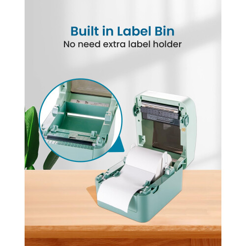 vretti Thermal Label Printer 4x6 - Postage Label Printer, Compatible with Windows, Mac OS and Linux, Built-in Paper Holder, Green 1