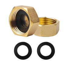 Durable Brass Blanking Caps - Pack of 2 for Plumbing Solutions,Hex Brass Female Blanking Stop Cap(3/4 inch),Blanking Nut Caps for Washing Machine Rad
