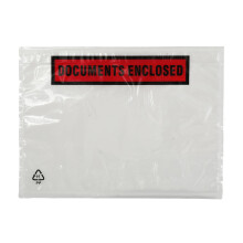 SEB Enterprises 100 x A5 Printed Document Wallets (225 x 165mm), Waterproof A5 Plastic Wallets Printed with Documents Enclosed for Invoices, Labels,