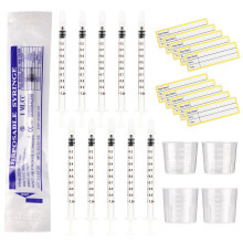 1ml Syringes With Caps No Needle Colostrum Syringe, 20ml 30ml Measuring Cups and Stickers, for Refilling and Measuring Liquids, Scientific Labs, Plan