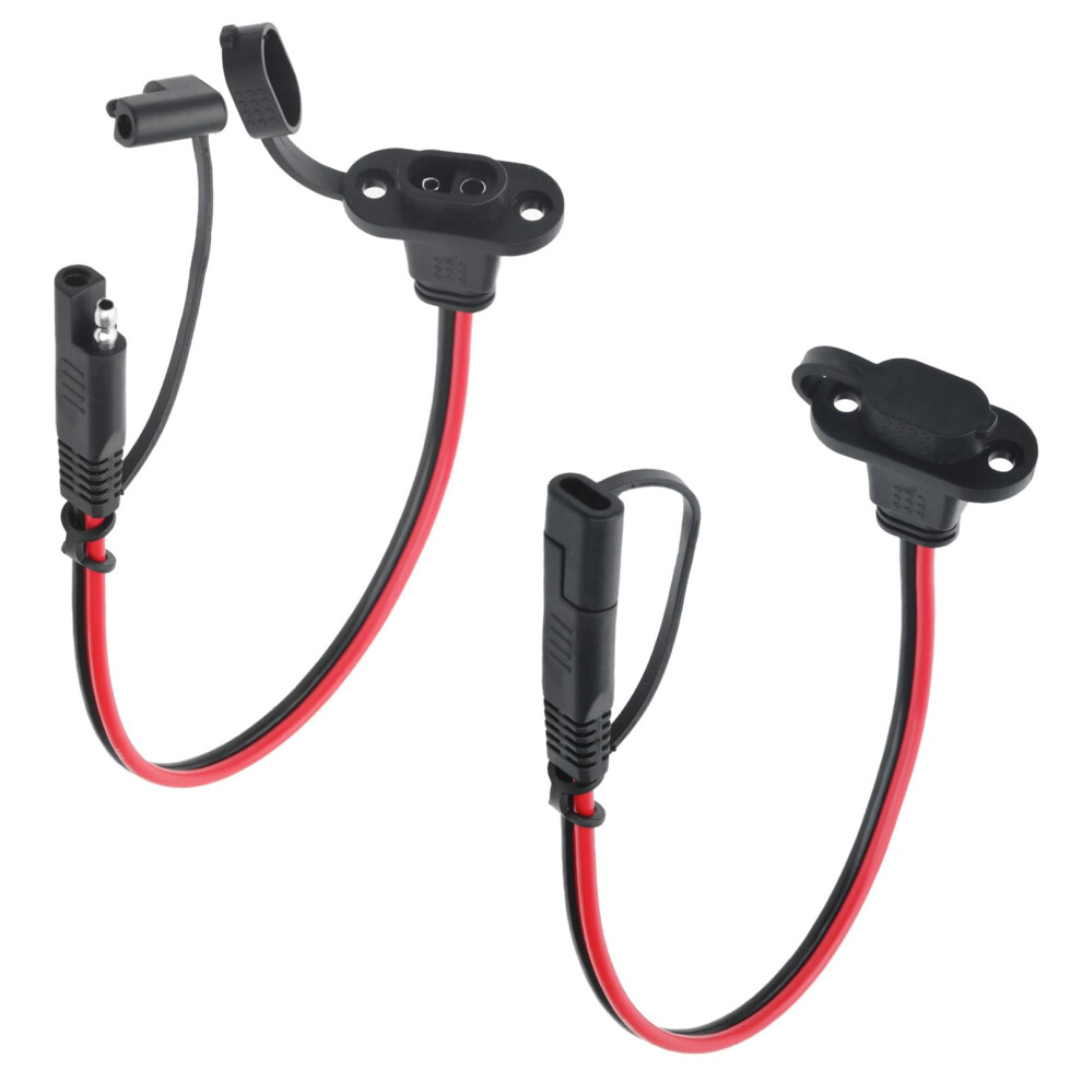 2Pcs 1Ft 12Awg Flush Mount Sae Connector Cable, Weatherproof Extension Cord For Solar Panel Battery Charger Generator 9099447407757