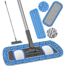 MYSPRI Microfibre Mops for Cleaning Floors - Flat Floor Mop with 2 Washable Pads Wet Dry Dust Sweeper for Hard Wood Laminate Tile Vinyl Surfaces Wall