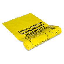 Reliance Medical | Clinical Waste Sack With Adhesive Strip To Identify And Highlight Hazardous Waste - Color Yellow - 66 cm x 42 cm Lenght x Width (P