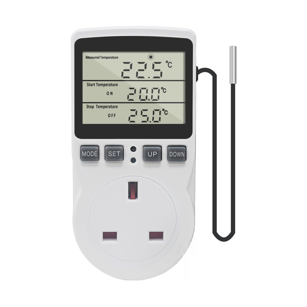Digital Thermostat Plug Socket Temperature Controller 220V With Sensor Probe, Thermostatic Plug Heating Cooling For Greenhouse Freezer Refrig Ketotek