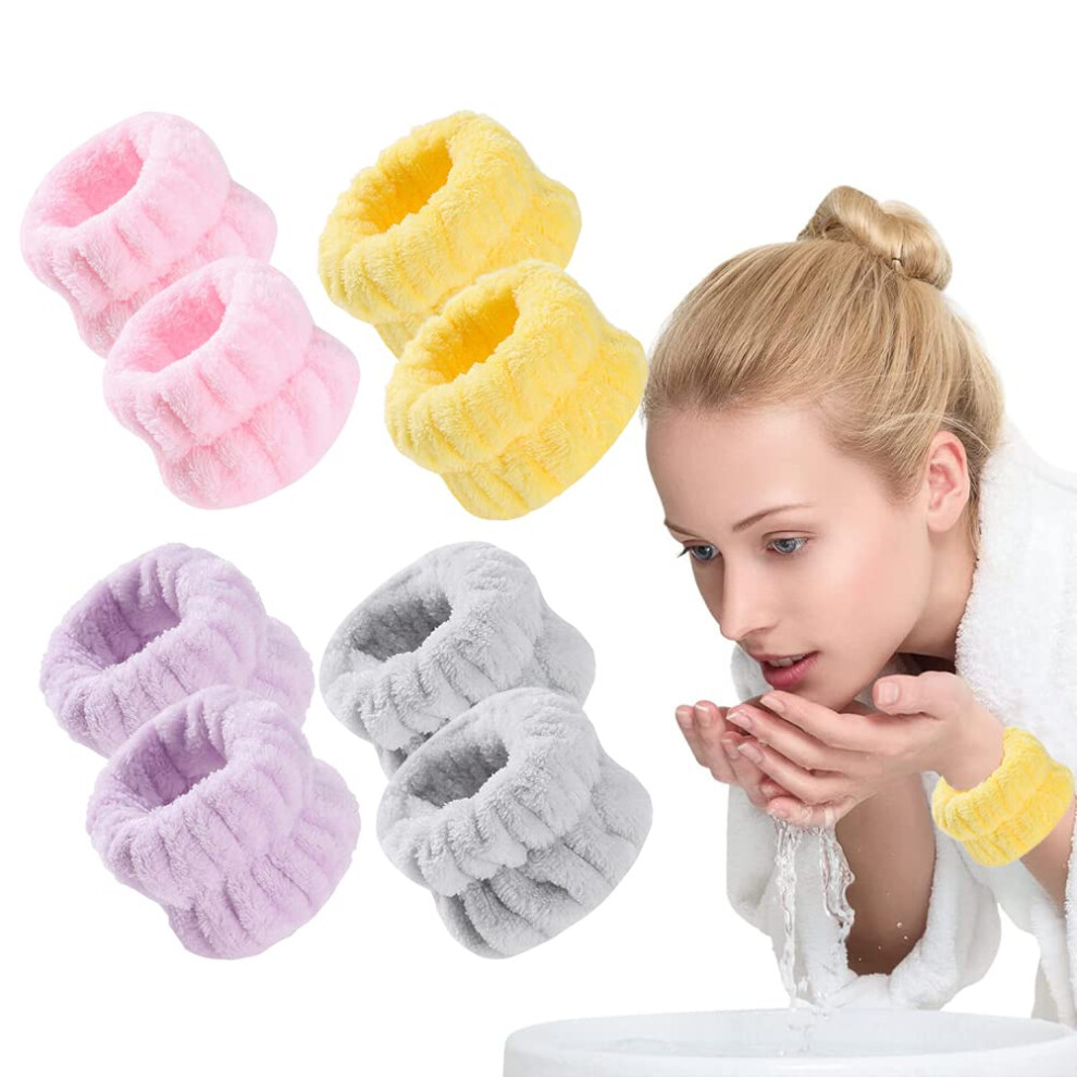 Face Washing Wristbands 4 Pairs Super Absorbent Microfiber Sweatbands for Skincare and Spa Use