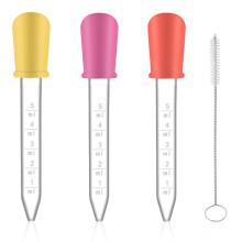 Pipettes Dropper, 3 Pcs Liquid Transfer Dispenser Pipettes, 5 ML Clear Silicone Pipettes Dropper, Graduated Plastic Liquid Dispenser Pipettes, with 1