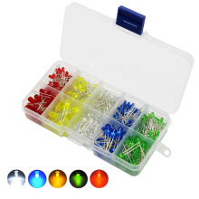 200pcs 5mm 2pin LED Light Emitting Diodes Round Head Lamp Resistor Assorted Kit,DIY, Light Lamps,5 Colors