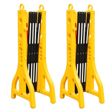 2 Pcs Expandable Mobile Barrier for Safety - Yellow & Black | Plastic Extendable Folding Barricade | Portable Barrier for Temporary Pedestrian Safety