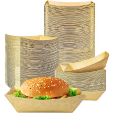 AMD Nexus 100 X Medium Kraft 19x13cm Paper Food Trays | Brown Cardboard Serving Plates Recycled Takeaway Boxes | Medium Containers Holder Baskets for