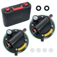 2pcs 8"Glass Suckers Lifters with Pressure Gauge,Glass Suction Cups with Carrying Case,Heavy Duty Vacuum Suction Cups Max Load 220KG,Suckers for glas