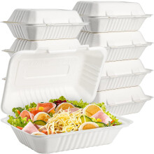 aaksh 555 Strong Clamshell Takeaway Box 7"X5", Pack of 50, Disposable Microwave Safe Heavy Duty Burger Boxes, Tab Lock