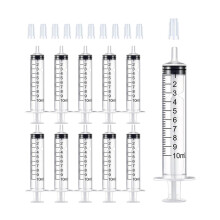 10Pcs 10ml Plastic Syringes with Caps No Needle Syringe for Refilling and Measuring Liquids,Scientific Labs,Feeding Pets Sterile, Individually Sealed