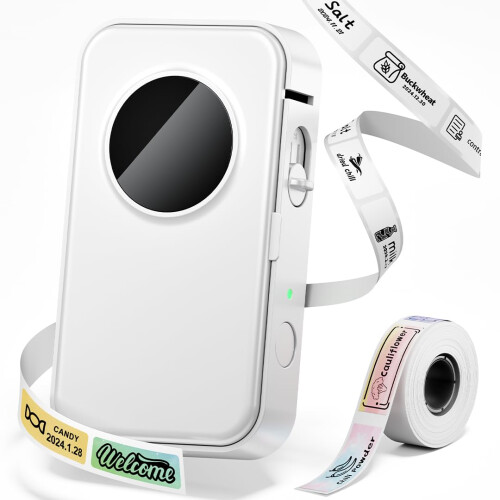 Phomemo D35 Label Maker Machine, Mini Label Machine Handheld Label Printer, Bluetooth Thermal Sticker Maker, Portable Inkless Label Makers White