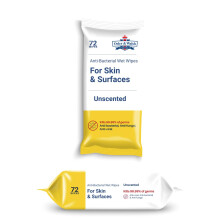 Osler & Walsh Anti-Bacterial Wet Wipes Unfragranced for Skin and Surfaces | Pack of 72 disinfection wipes for CLINICAL settings, CARE HOMES and your