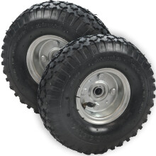 Keypak 2 x 10" Pneumatic Wheels, 16mm Ball Bearing Bore, Pack of 2 Replacement Tyres for Sack Truck Hand Trolley Cart Trailer Wheelbarrow, Metal Hub,